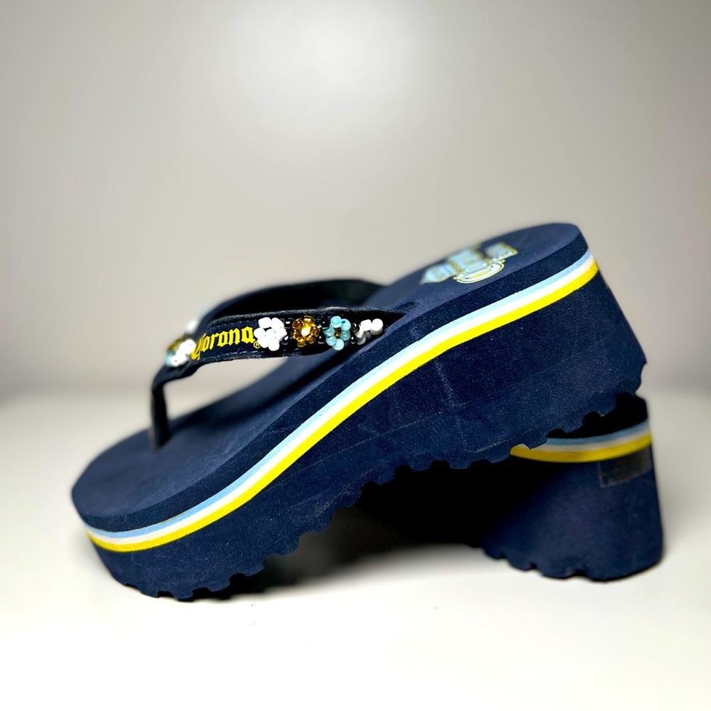 Corona beaded platform sandals
